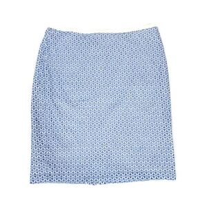 Talbots Blue and White Floral Straight Pencil Skirt Size 8 Petite 8P Nautical